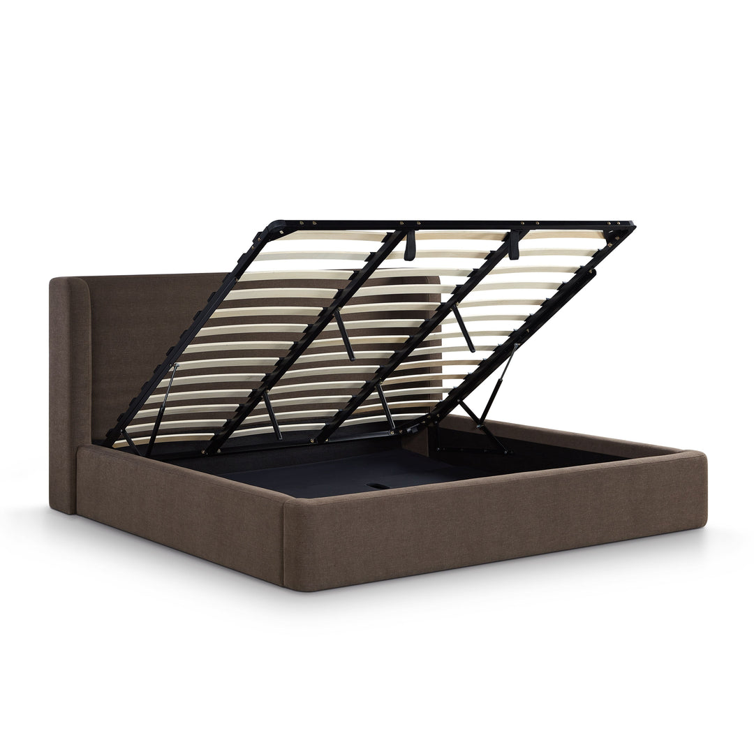 Harmony Chocolate Brown Performance Chenille Storage Bed - King