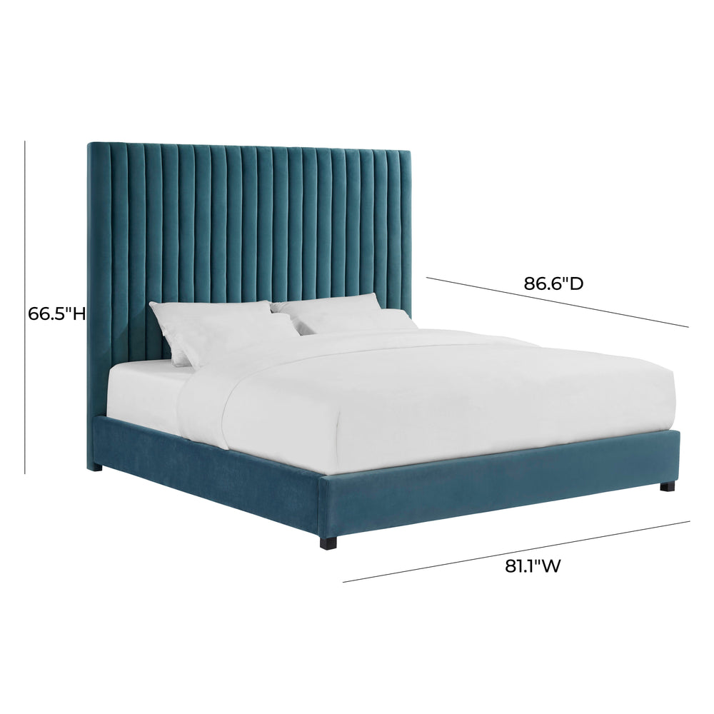 Arabelle Sea Blue Performance Velvet Bed - King