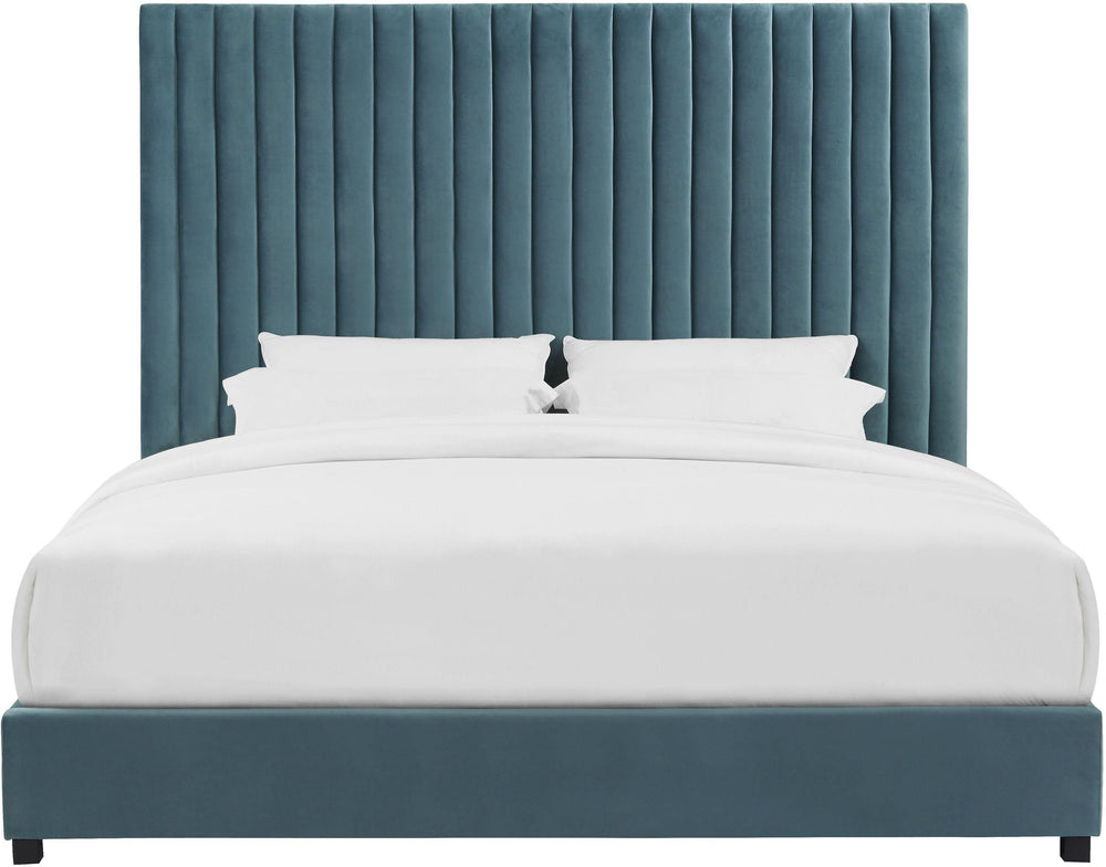 Arabelle Sea Blue Performance Velvet Bed - King