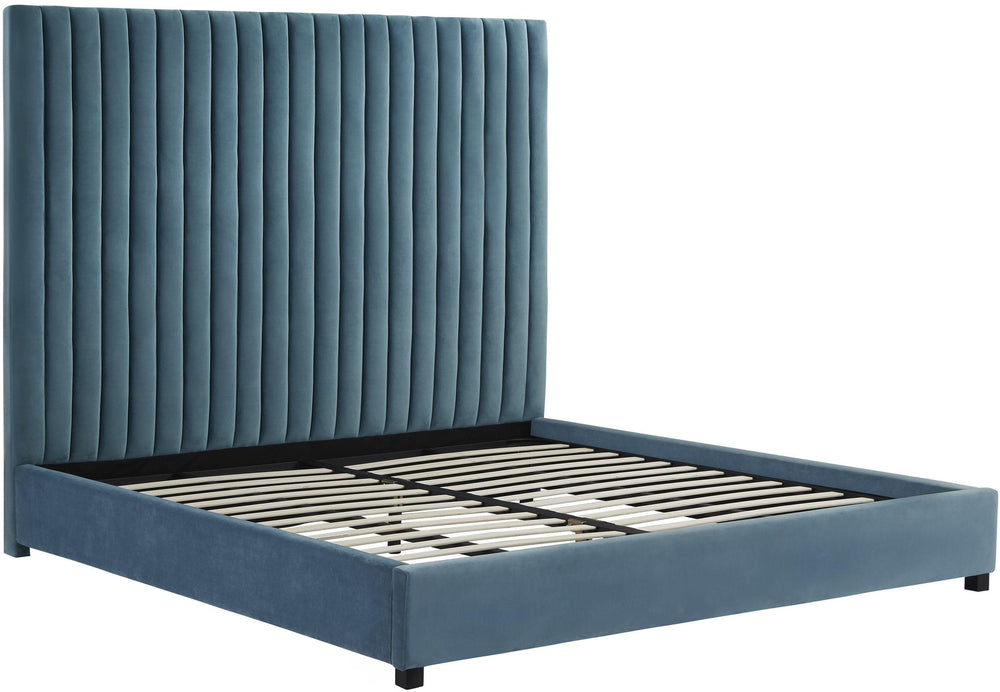 Arabelle Sea Blue Performance Velvet Bed - King