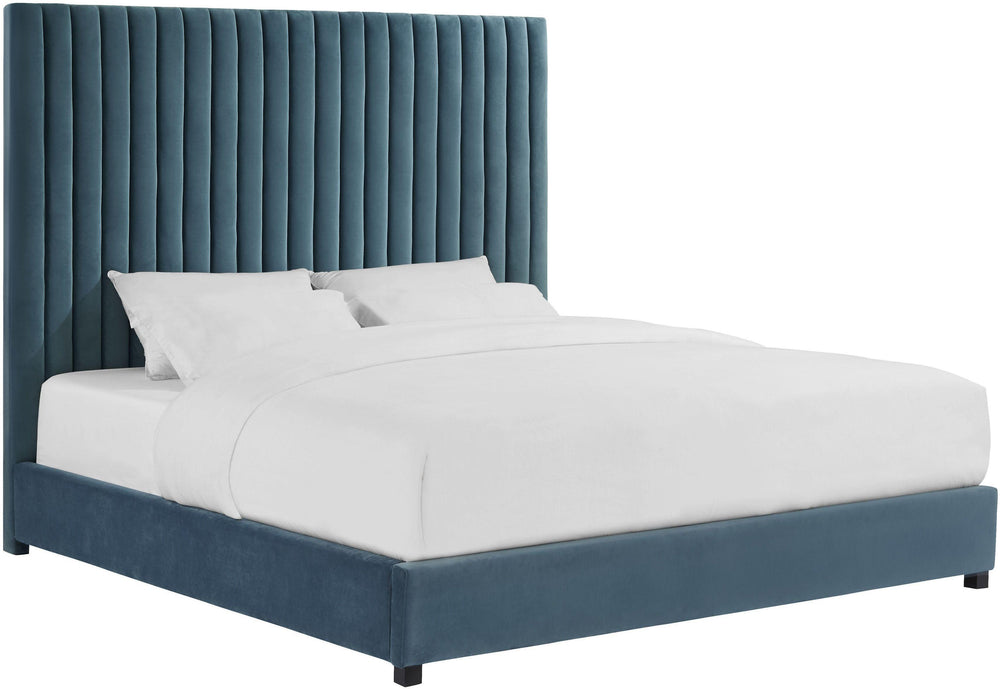Arabelle Sea Blue Performance Velvet Bed - Queen
