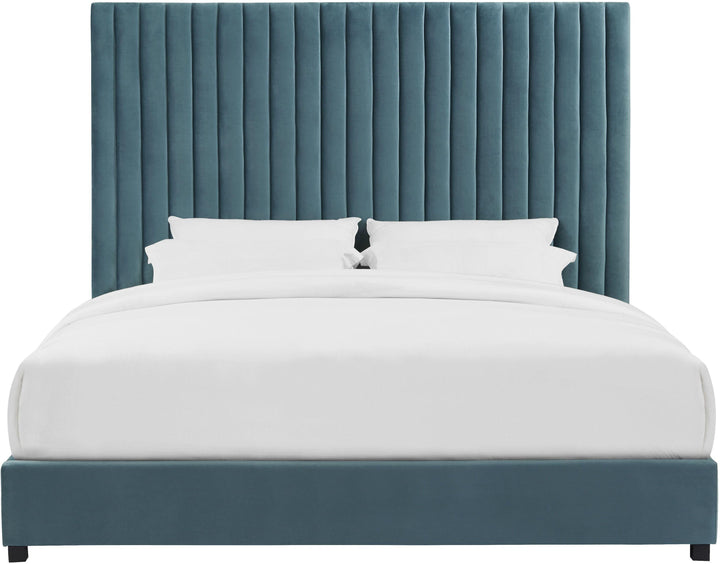 Arabelle Sea Blue Performance Velvet Bed - Queen