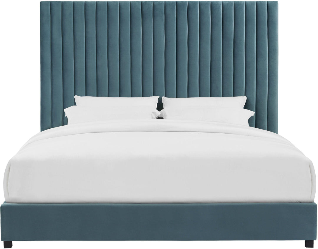 Arabelle Sea Blue Performance Velvet Bed - Queen