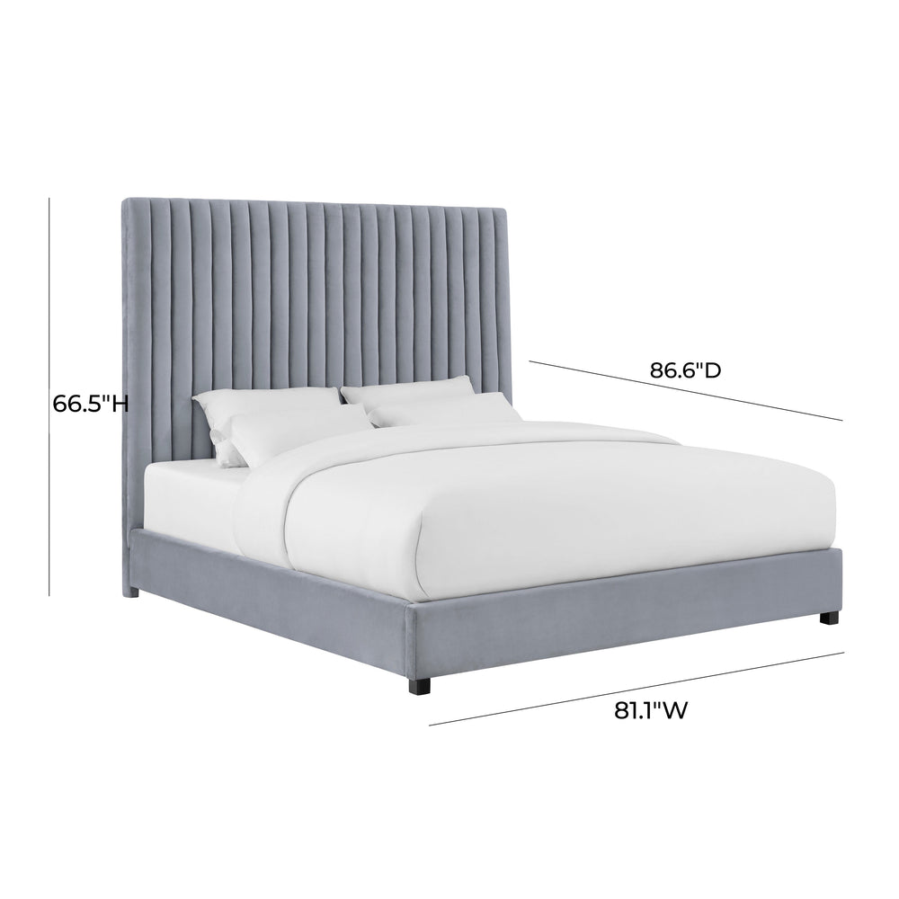 Arabelle Grey Performance Velvet Bed - King