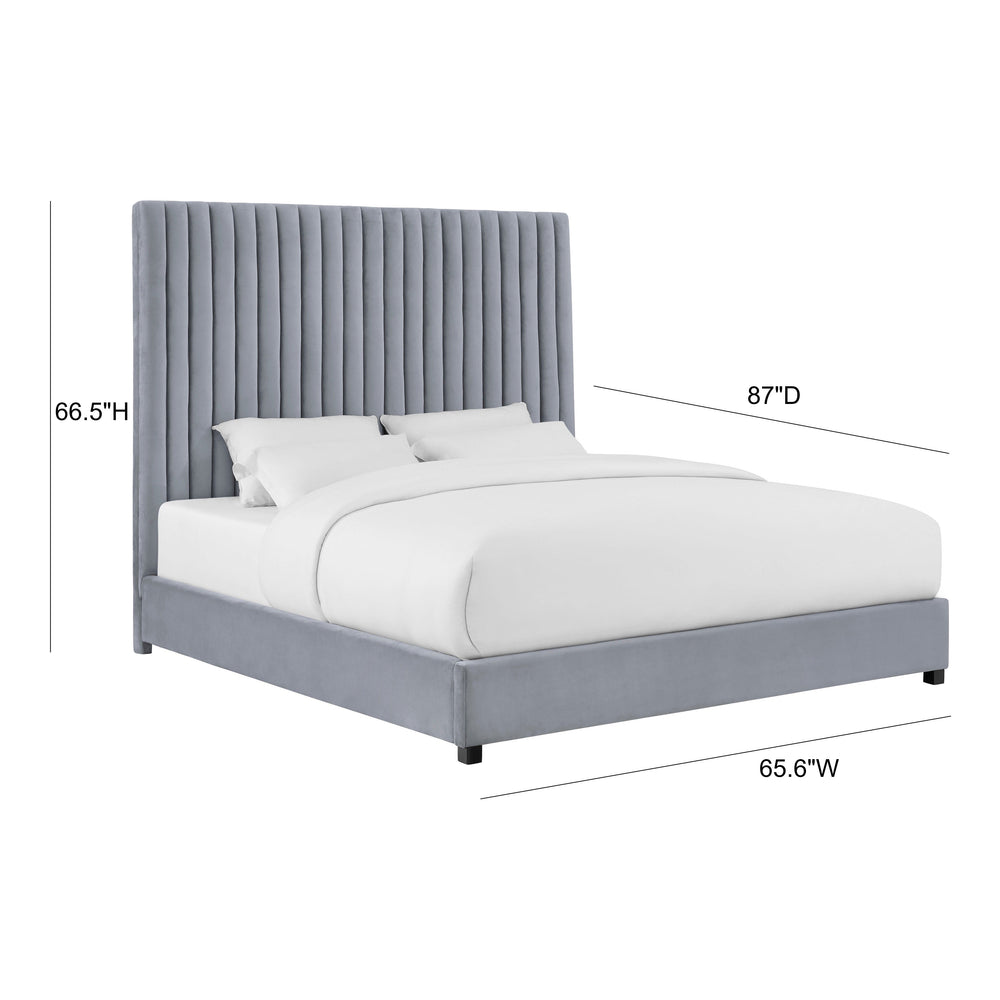 Arabelle Grey Performance Velvet Bed - Queen