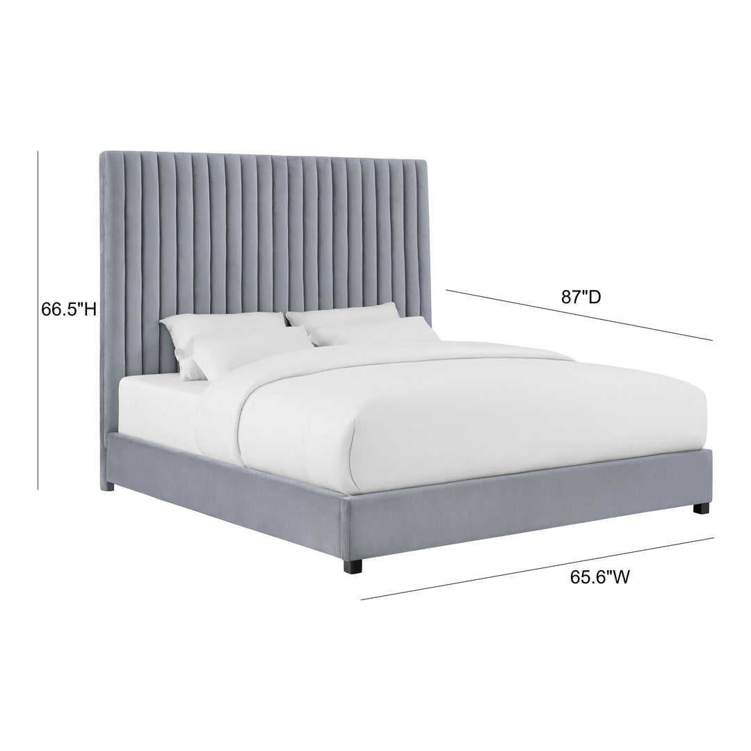 Arabelle Grey Performance Velvet Bed - Queen