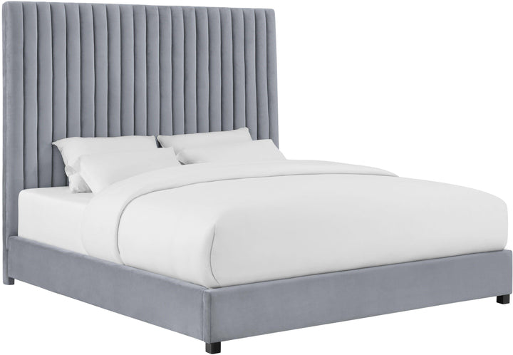 Arabelle Grey Performance Velvet Bed - Queen