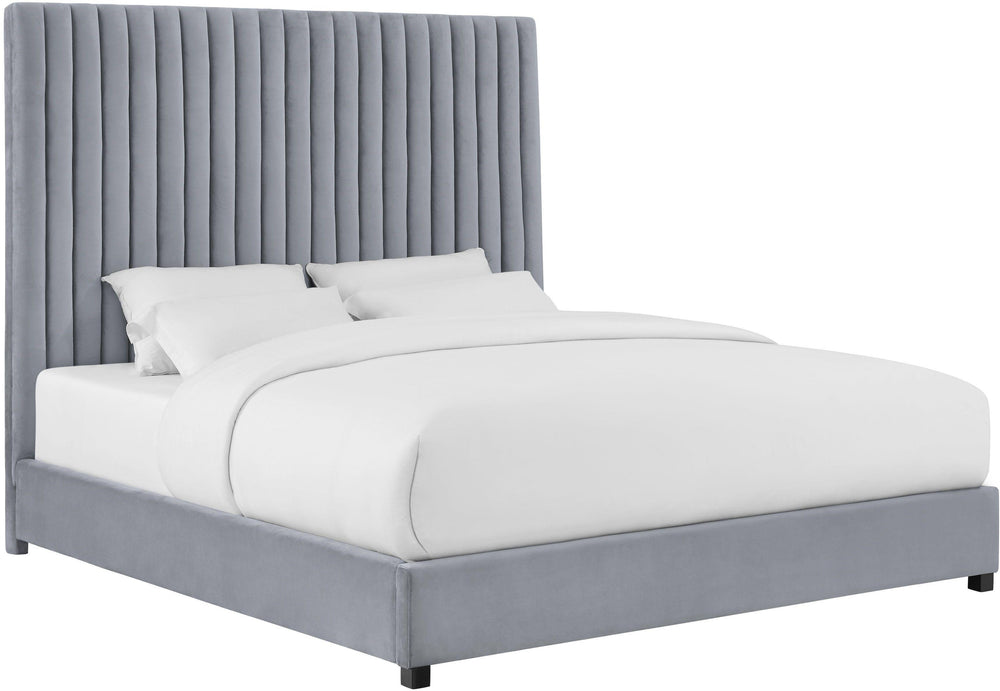 Arabelle Grey Performance Velvet Bed - Queen