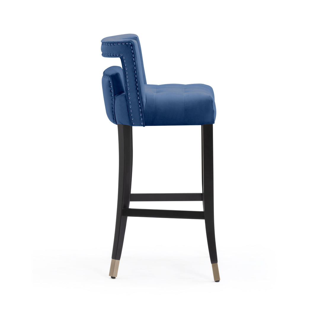 Hart Navy Performance Velvet Bar Stool