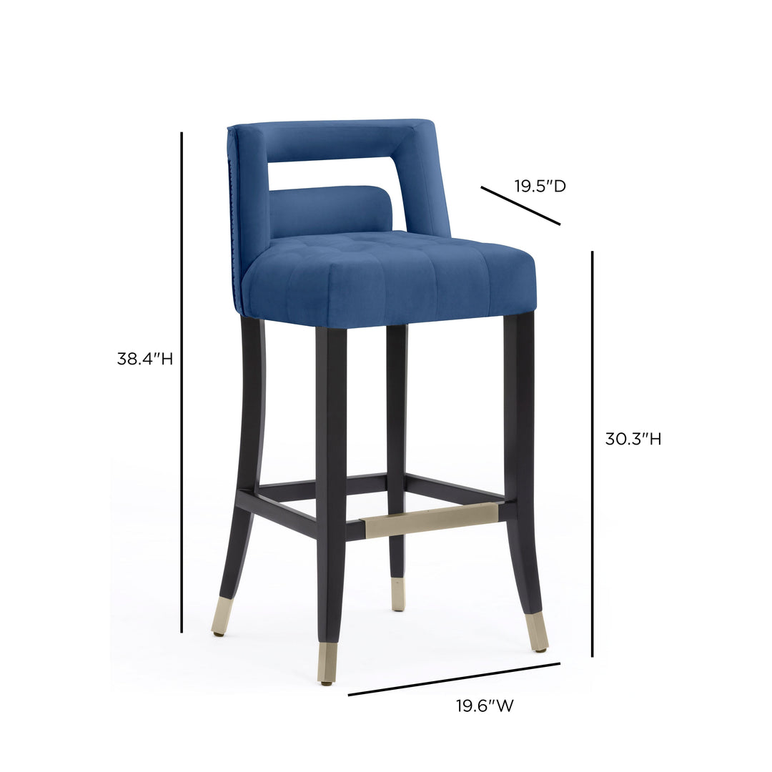 Hart Navy Performance Velvet Bar Stool