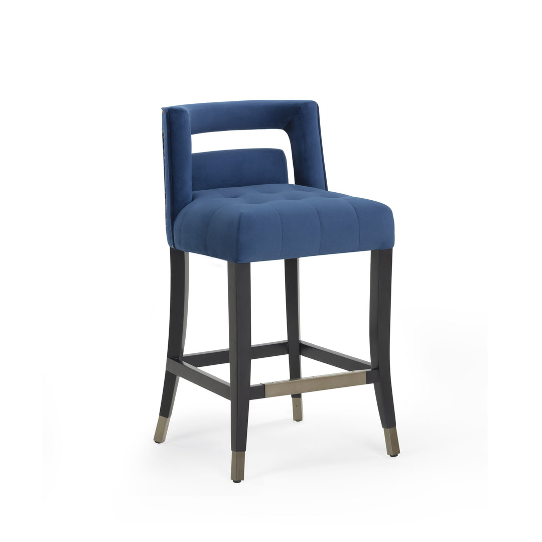 Hart Navy Performance Velvet Counter Stool