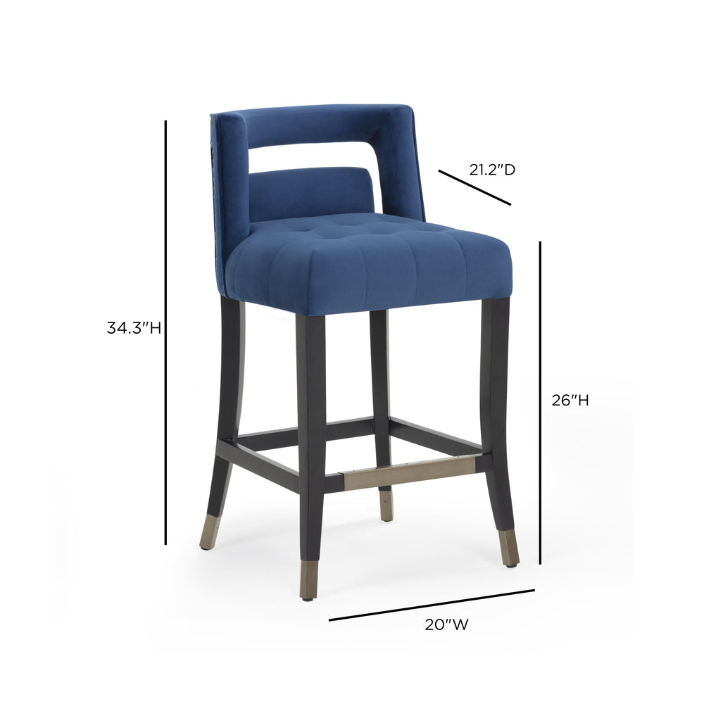 Hart Navy Performance Velvet Counter Stool