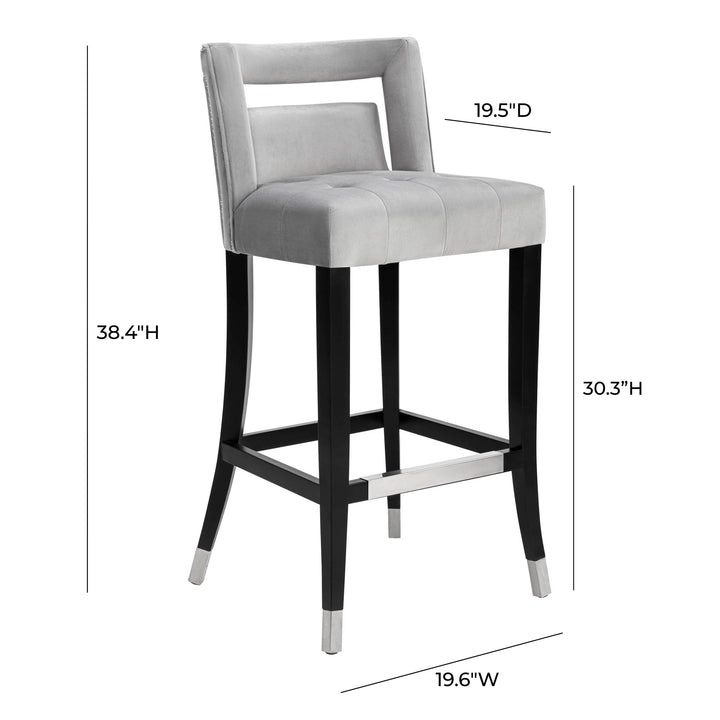 Hart Grey Performance Velvet Bar Stool