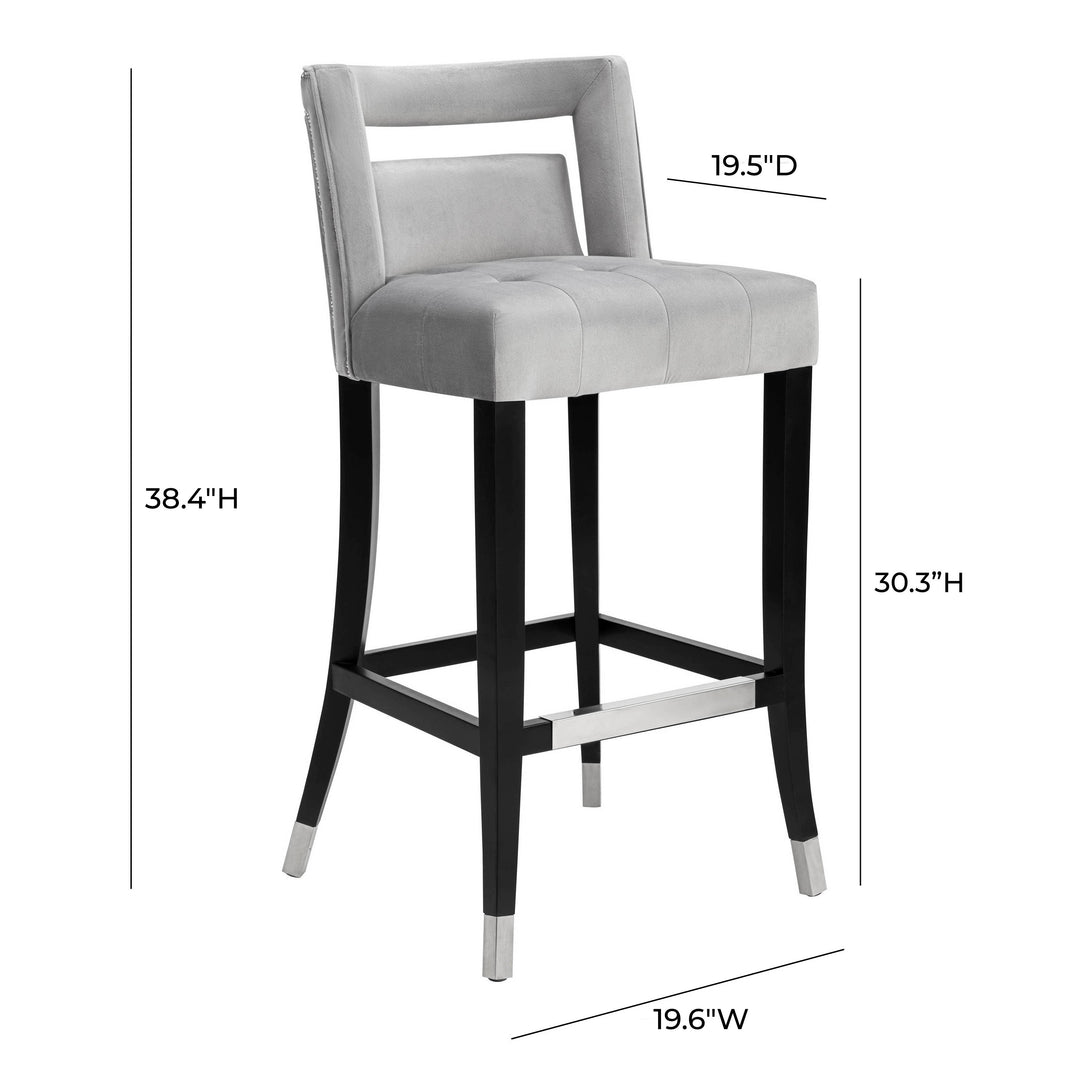 Hart Grey Performance Velvet Bar Stool