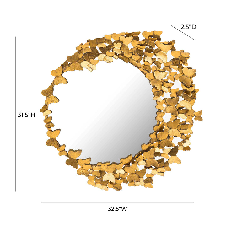 Butterfly 32.5"X31.5" Gold Mirror