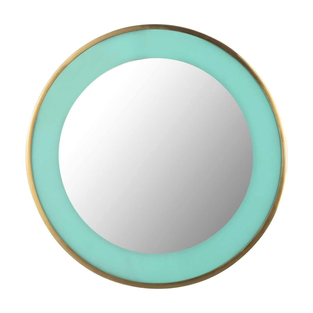 Lucille 24" Turquoise and Brass Round Wall Mirror