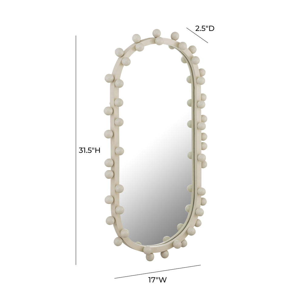 Bubbles Ivory Oval Wall Mirror (17"X31.5"-22.6"X42") - Small
