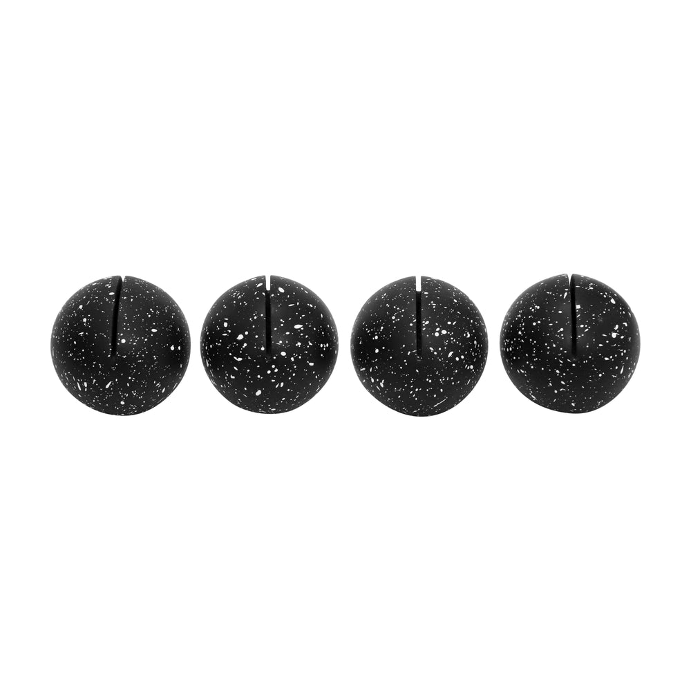 Gabby Black Speckled Round Card Holder - Set of 4