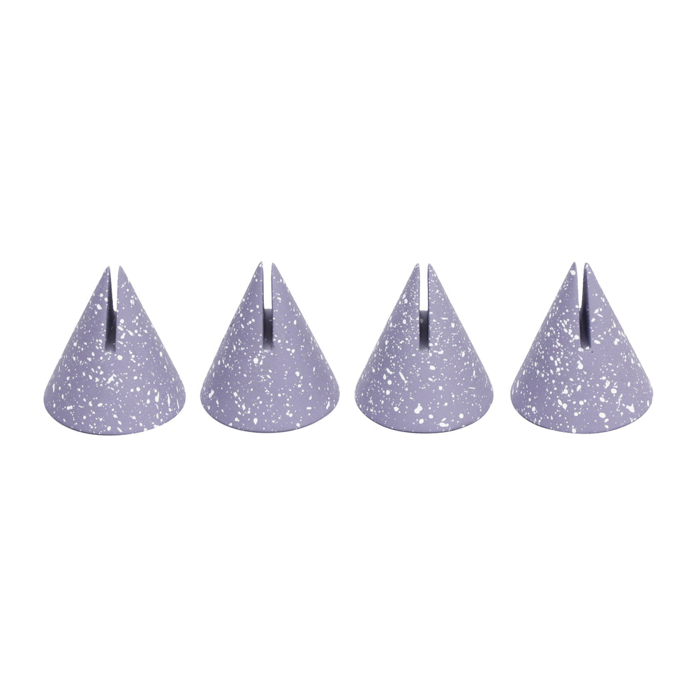 Gabby Purple Speckled Cone Card Holder - Set of 4