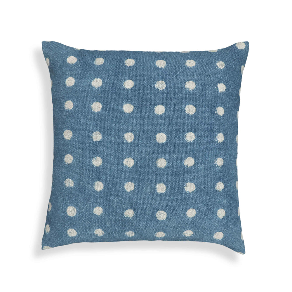 Indigo Dots 20" Cotton Square Throw Pillow Cover - Pillow Cover Only