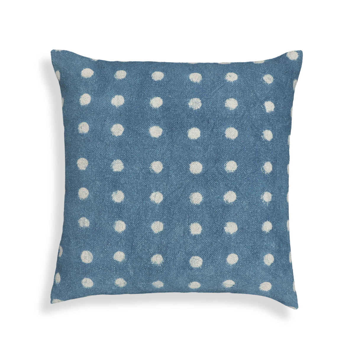 Indigo Dots 20" Cotton Square Throw Pillow Cover - With Insert
