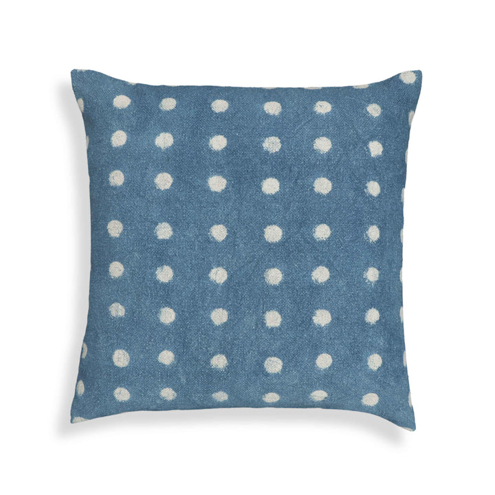 Indigo Dots 20" Cotton Square Throw Pillow Cover - With Insert