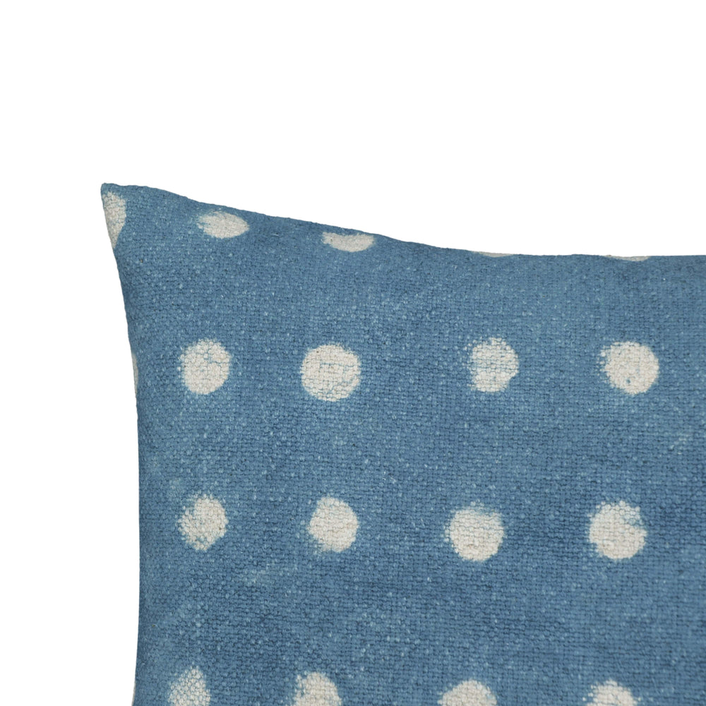 Indigo Dots 20" Cotton Square Throw Pillow Cover - With Insert