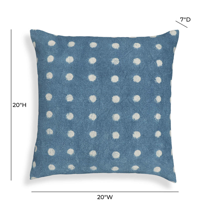 Indigo Dots 20" Cotton Square Throw Pillow Cover - With Insert