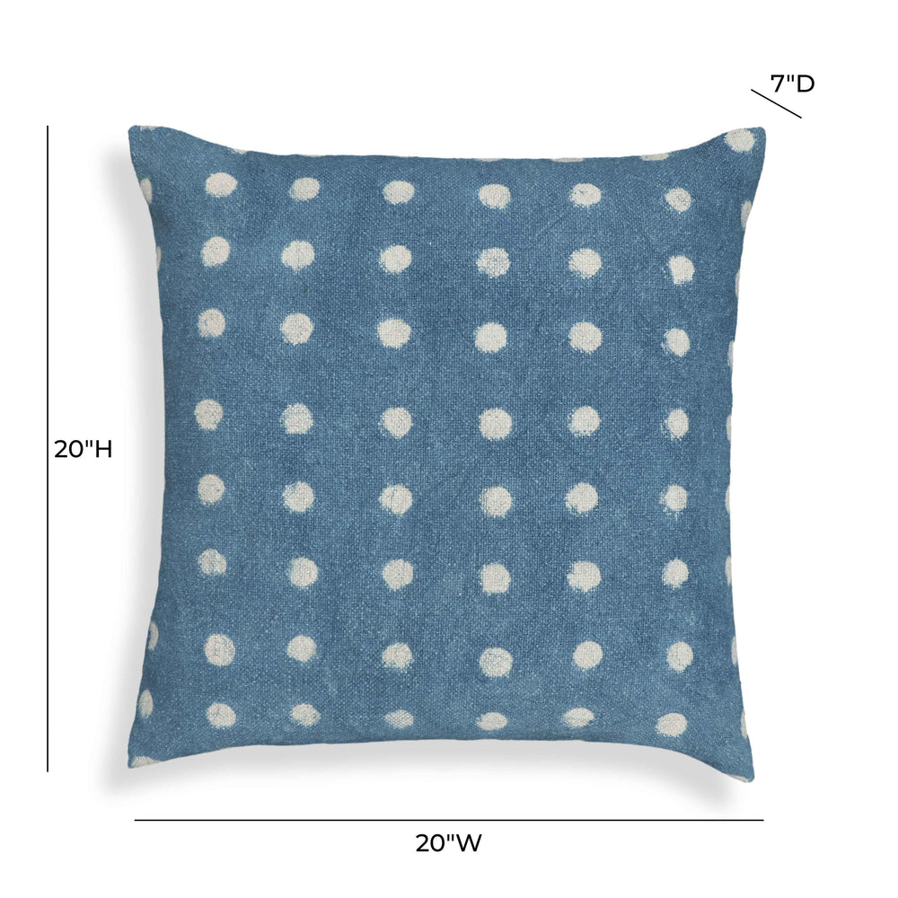 Indigo Dots 20" Cotton Square Throw Pillow Cover - With Insert