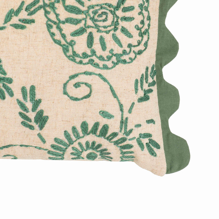 Portia 20"X12" Embroidered Cotton Flex Throw Pillow Cover - Aqua / With Insert