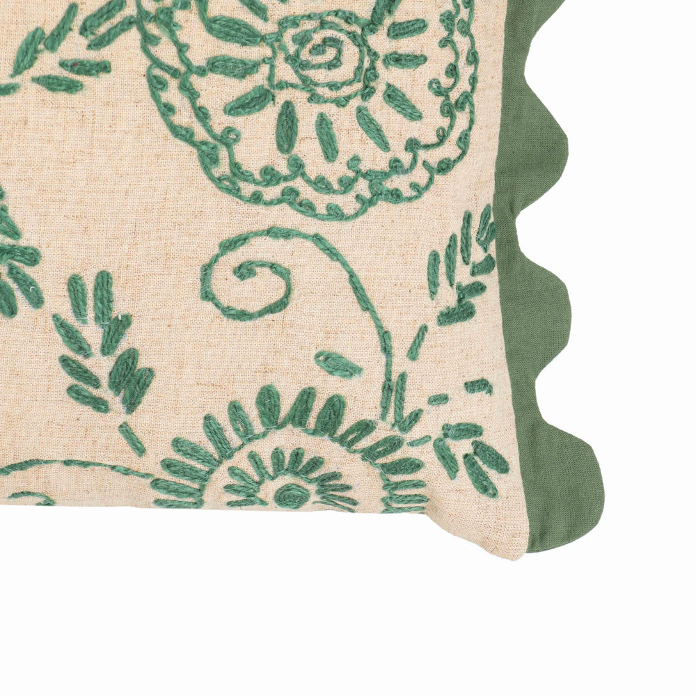Portia 20"X12" Embroidered Cotton Flex Throw Pillow Cover - Aqua / With Insert