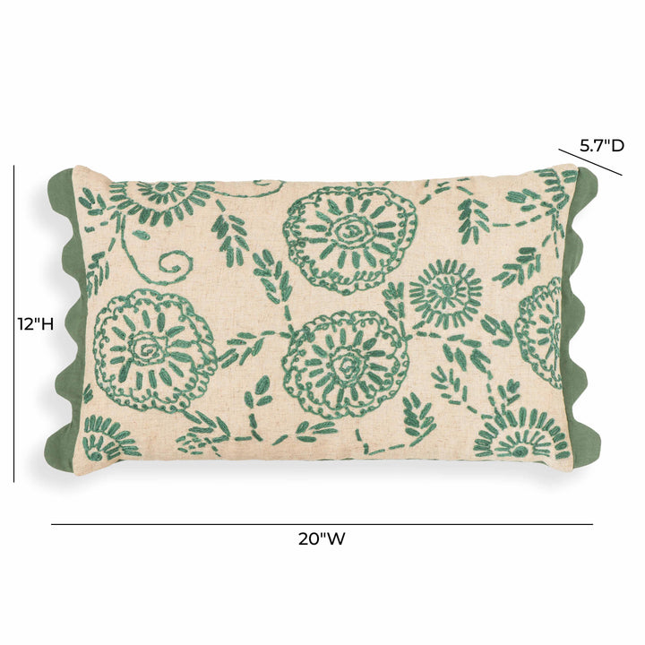 Portia 20"X12" Embroidered Cotton Flex Throw Pillow Cover - Aqua / With Insert
