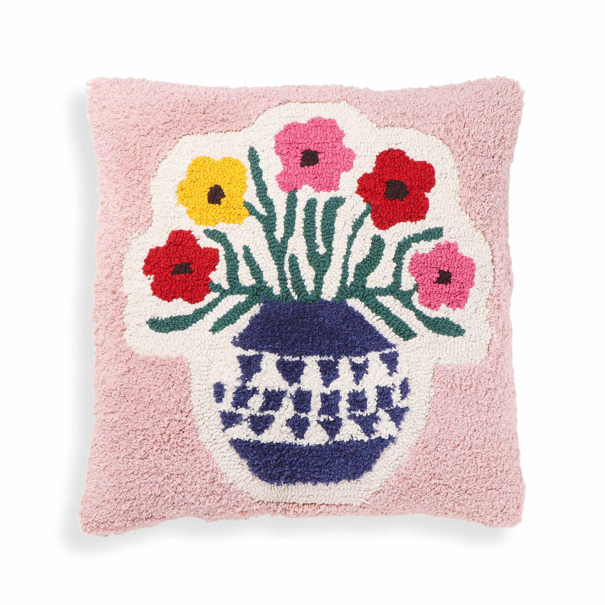 Blossom 20" Tufted Cotton Square Throw Pillow Cover - With Insert