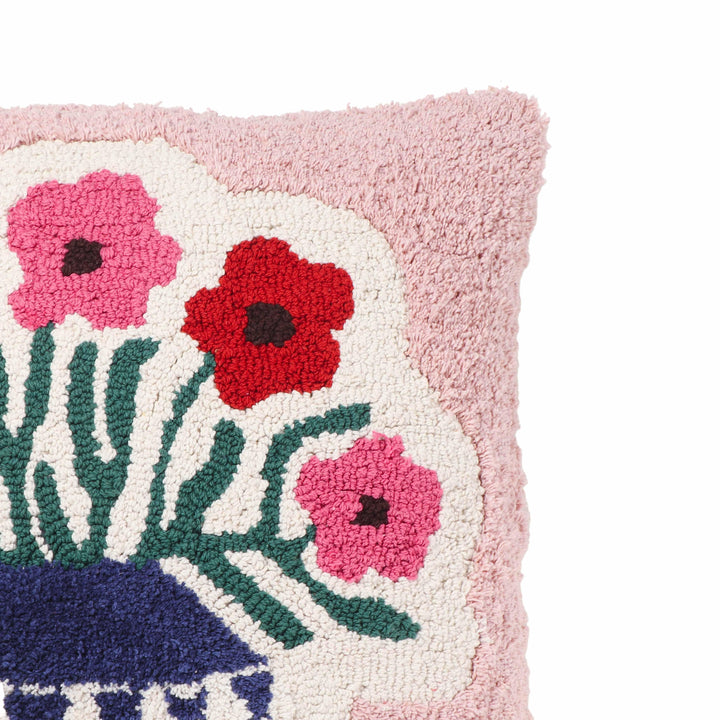 Blossom 20" Tufted Cotton Square Throw Pillow Cover - With Insert
