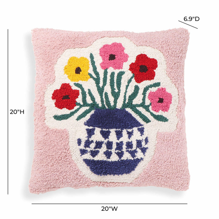 Blossom 20" Tufted Cotton Square Throw Pillow Cover - With Insert