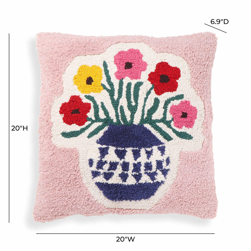 Blossom 20" Tufted Cotton Square Throw Pillow Cover - With Insert