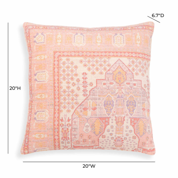 Persia 20" Pink Square Throw Pillow Cover - With Insert