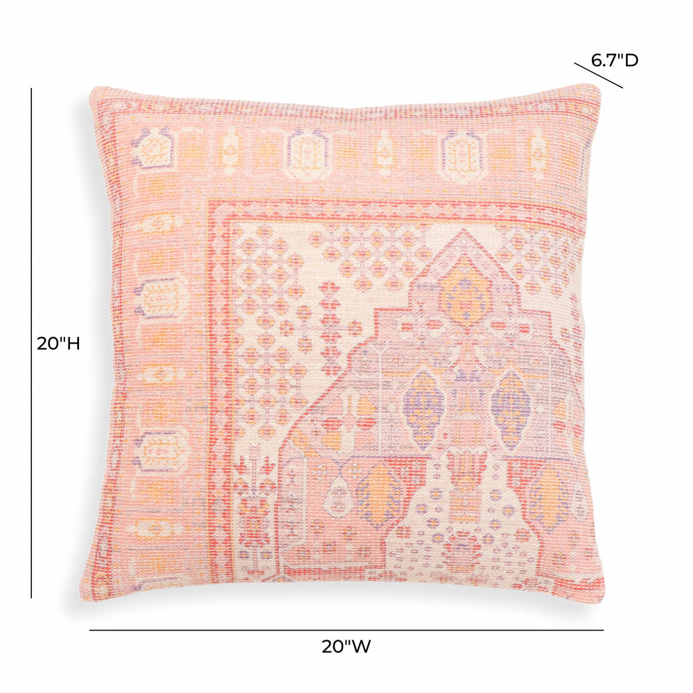 Persia 20" Pink Square Throw Pillow Cover - With Insert