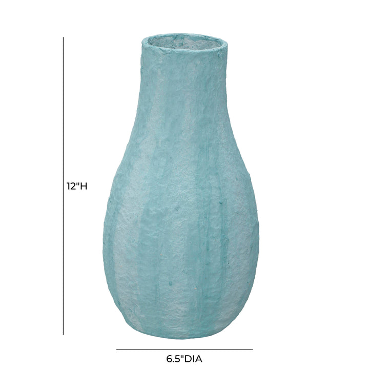 Cotton Mache Vase in Cloudy Blue