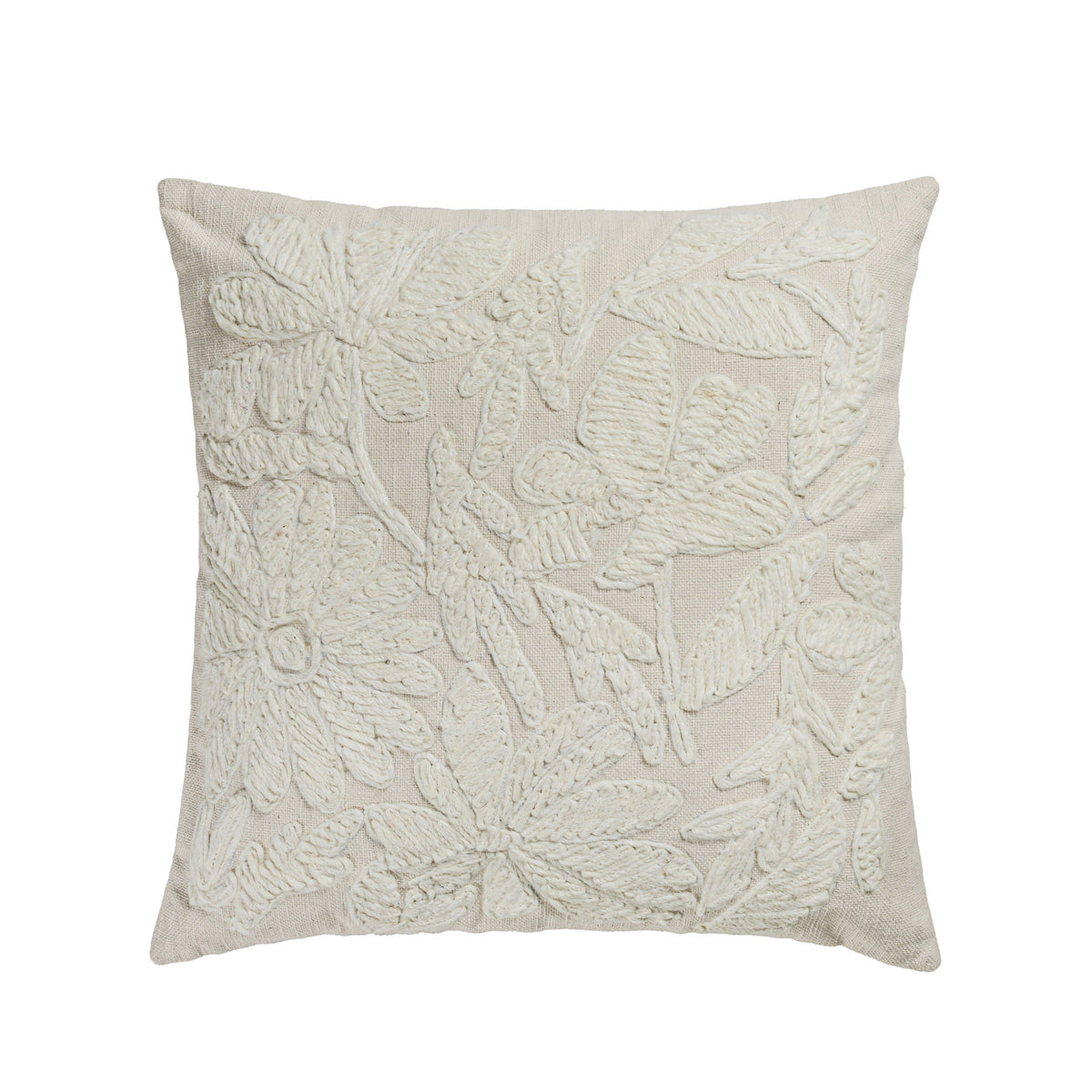 Tabitha 20" Square Embroidered Throw Pillow - With Insert