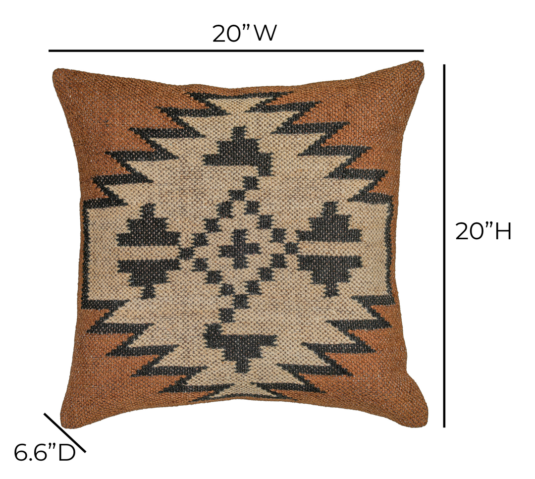 Terra 20"  Square Wool and Jute Kilim Throw Pillow - Mesa / With Insert