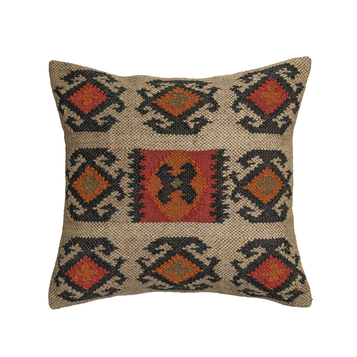 Terra 20"  Square Wool and Jute Kilim Throw Pillow - Clay / Pillow Cover Only