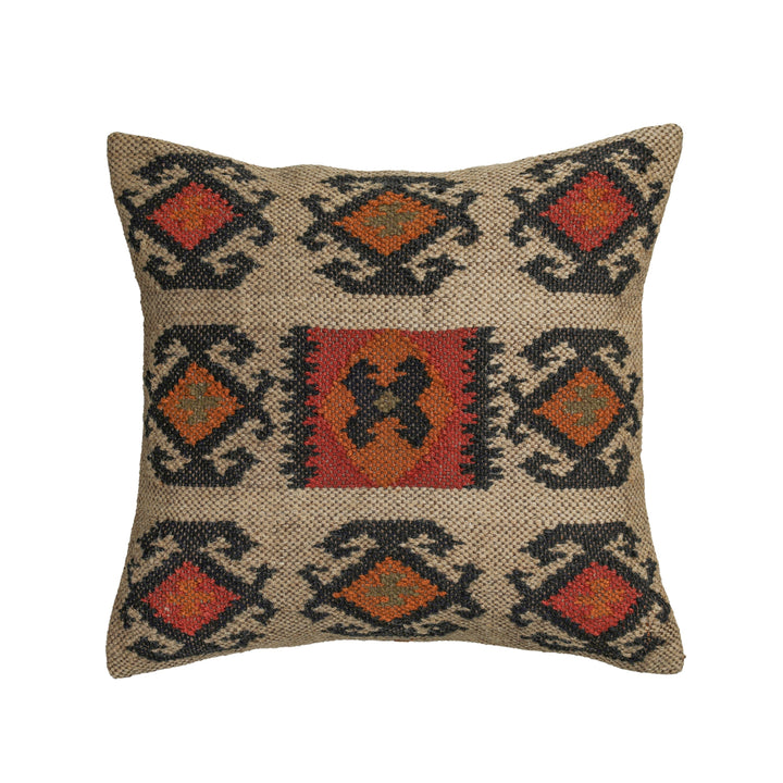 Terra 20"  Square Wool and Jute Kilim Throw Pillow - Clay / With Insert