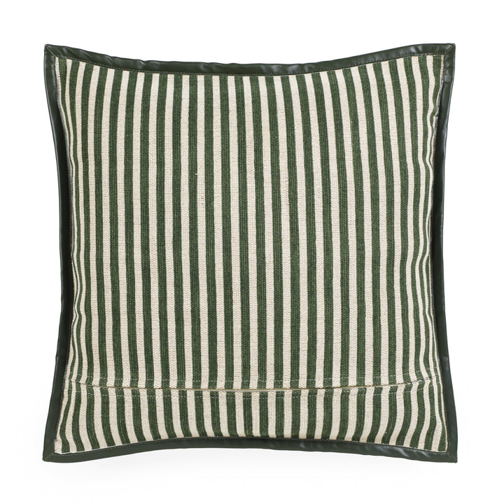 Kora 20" Cotton Jute Contract-Grade Throw Pillow - Green Stripes / With Insert