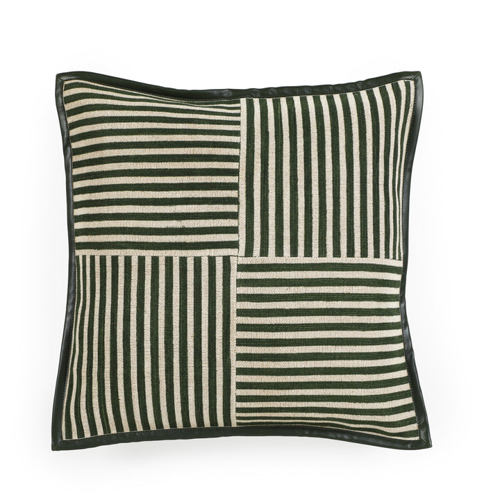 Kora 20" Cotton Jute Contract-Grade Throw Pillow - Green Stripes / With Insert