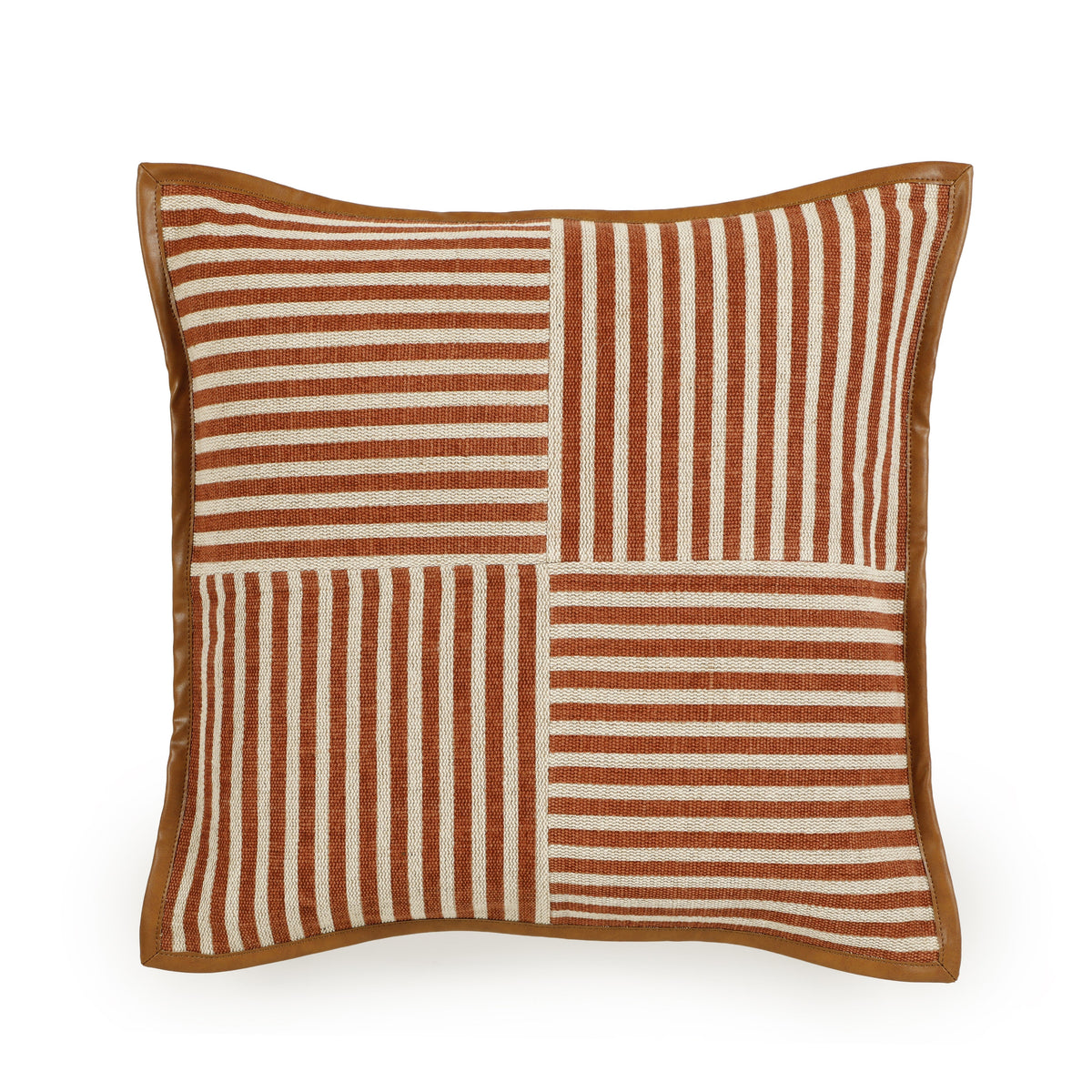 Kora 20" Cotton Jute Contract-Grade Throw Pillow - Terracotta / With Insert