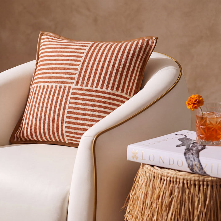 Kora 20" Cotton Jute Contract-Grade Throw Pillow - Terracotta / With Insert