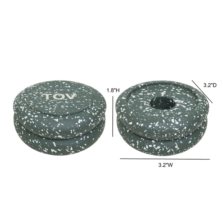 Gabby Green Stacking Candle Holder - Set of 2