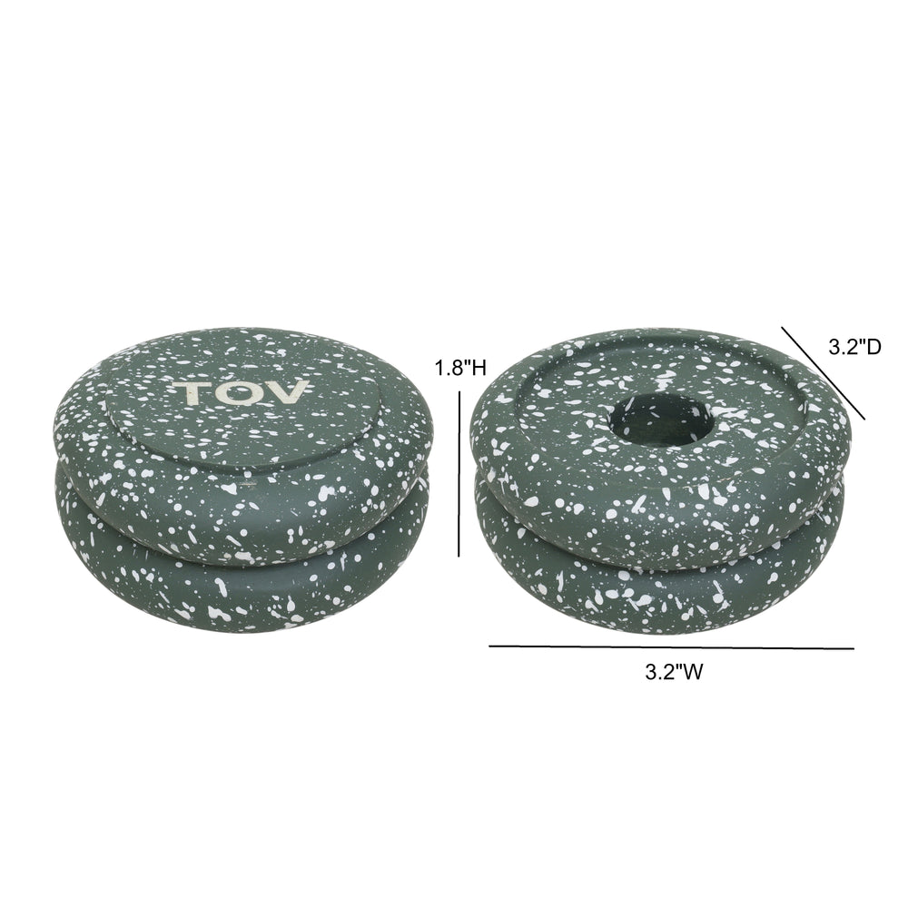 Gabby Green Stacking Candle Holder - Set of 2