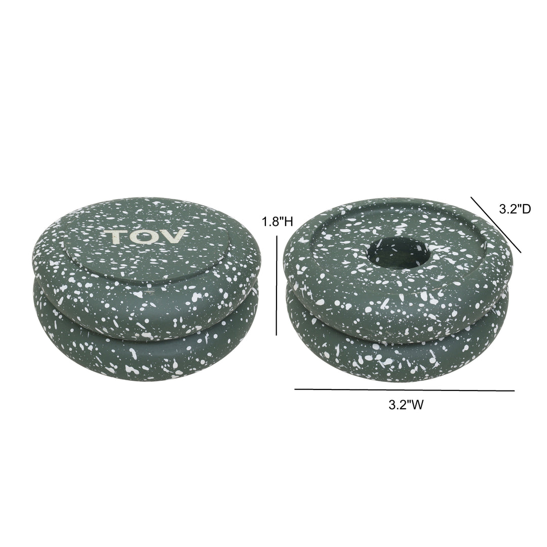 Gabby Green Stacking Candle Holder - Set of 2